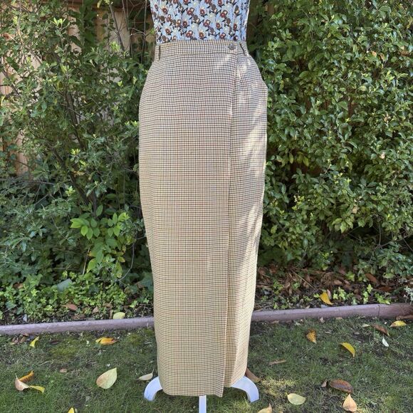 Lauren Ralph Lauren Dresses & Skirts - Ralph Lauren 100% Wool Houndstooth Plaid Pencil Skirt Size 6 Made in USA Vintage